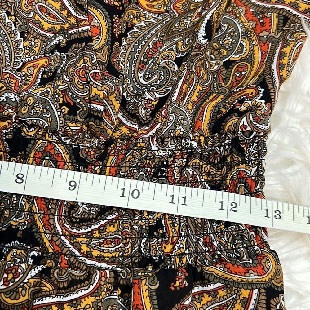 Michael Kors Paisley Boho Dress Smocked Waist Ruffle Hem Rustic Romance Size S - Picture 11 of 15